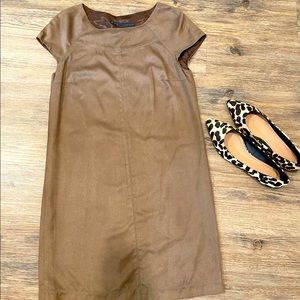 Zara coffee colored suede cap sleeve dress